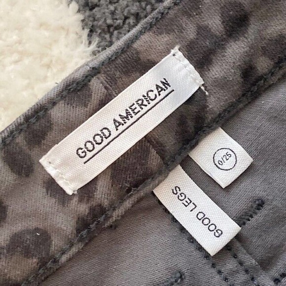 Good American $170 Size 0/25 Gray Black Leopard Print Skinny Stretch Denim Jeans - Picture 8 of 16